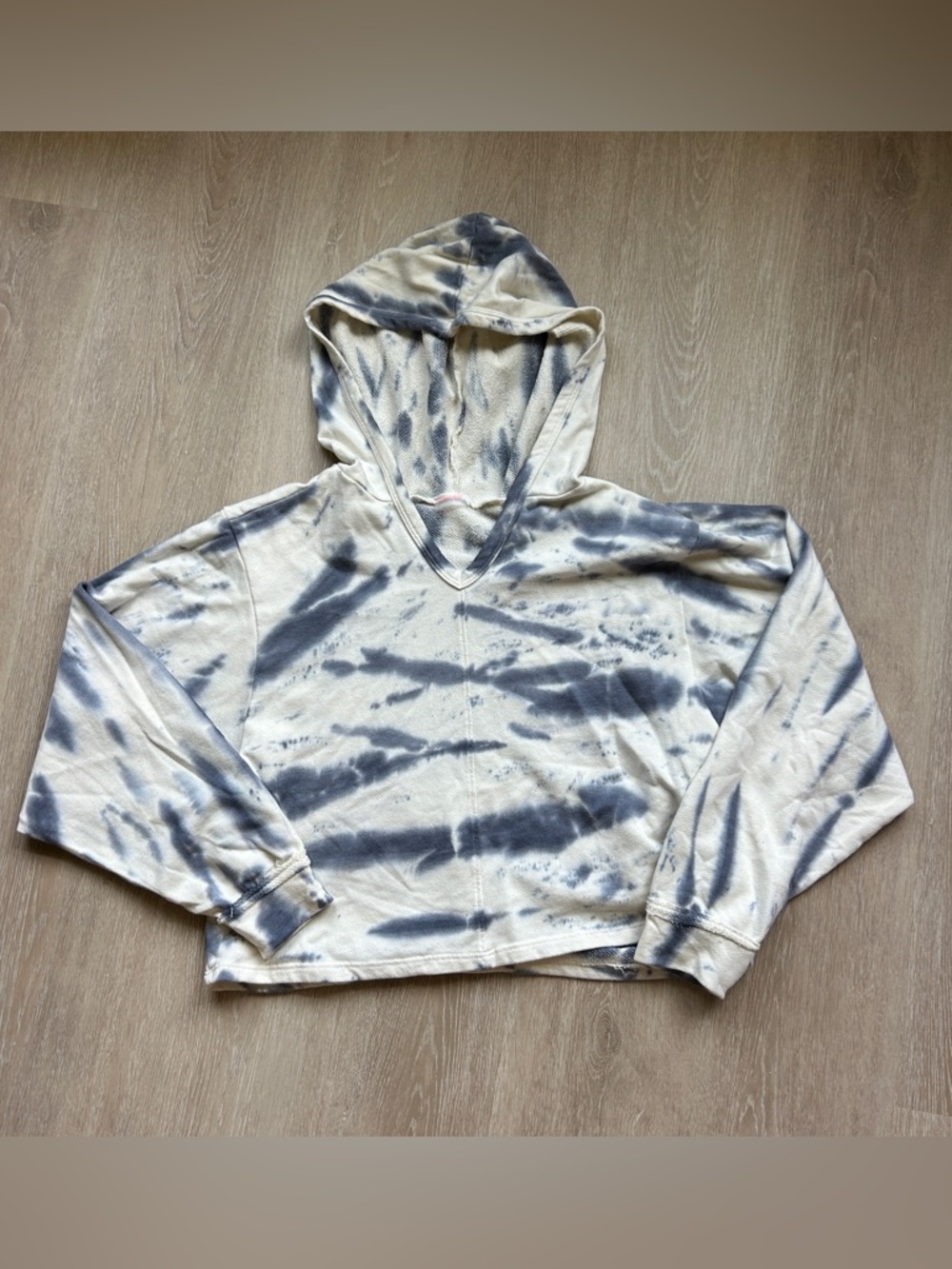 Free People Movement Shot Shot Tie Dye Hoodie Blue Cropped Sweatshirt Size Small
